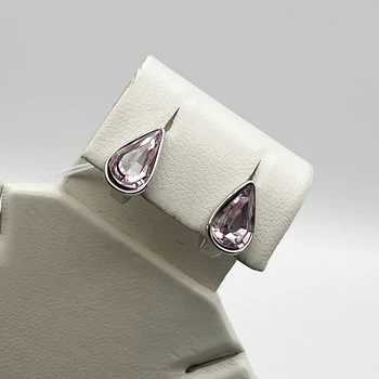 Сережки серебряные с розовым кварцем 3,18 г