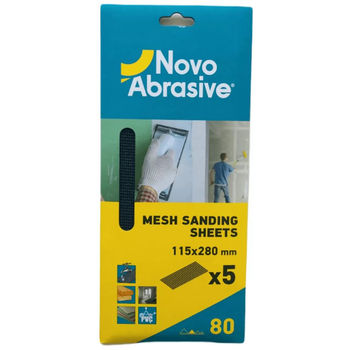 Шліфувальна сітка NovoAbrasive (115x280 мм, Р80, 5 шт.) абразивна наждачка для гіпсу та штукатурки (25792)