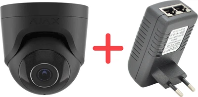 Проводная IP-камера Ajax TurretCam 5 Mp/2.8 мм Black + POE инжектор в подарок (TurretCam (5 Mp/2.8mm)B+P)