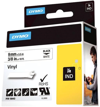 Taśma etykietowa Dymo Vinyl IND 9 mm x 5 m White (S0718580)