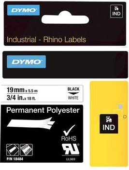 Taśma etykietowa Dymo Vinyl IND 19 mm x 5.5 m White 18484 (71701184849)