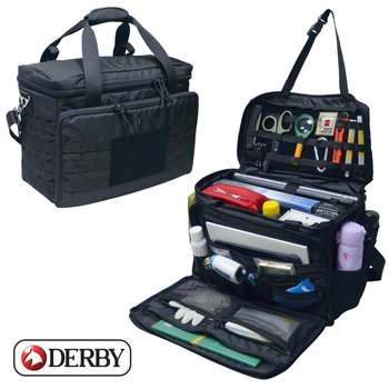 Дорожная сумка-органайзер на сиденье авто DERBY PatrolBag черная универсальная патрульная сумка мобильный офис, ручная кладь с отделом для ноутбука 13"-17"