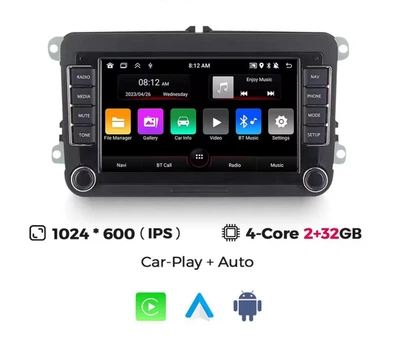 Сенсорная Автомагнитола Android 7 дюймів 2 Din для VW Seat Skoda Passat Golf Polo 2/32Gb