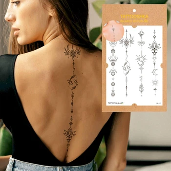 Временные татуировки минималистичные , тату набор для женщин TATTOOSHKA "Седьмая чакра" LB-171