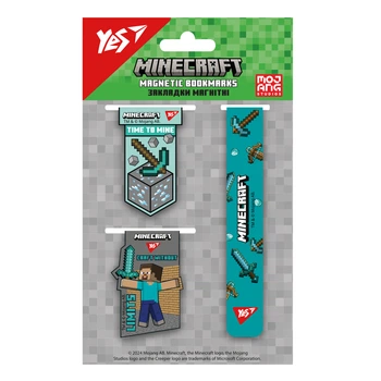Закладинки для книг магнітні YES 708346 Minecraft (3шт) /708346/