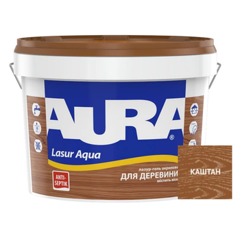 Лазур – лак акриловый Aura Lasur Aqua для древесины каштан 2.5л