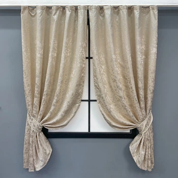 Комплект коротких штор VR-Textil Лен мрамор Pavliani VO № 1713ш айвори 130х170 см 2 шт (35-0339)