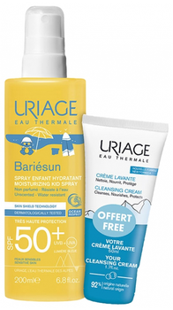 Zestaw dla dzieci Uriage Bariesun Spray przeciwsłoneczny nawilżający SPF 50 200 ml + Krem oczyszczający 50 ml (3661434009600)