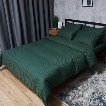 Комплект постільної білизни Moon&Star Satin Stripe «Mystic Green» Полуторний Євро 160х220 наволочки 2х70х70 (MS-820008632)