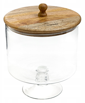 Patera na nóżce z kloszem HOMLA Wood Colony szklana 24 x 18 cm (5904183886749)