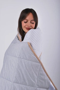 Ковдра Goodnight.Store Полегшена: 140х200 см колір Сірий / Білий у смужку