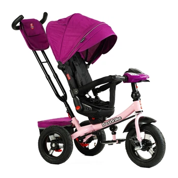 Велосипед-коляска с родительской ручкой BestTrike 6088 F–736-07 поворотное сиденье, надувные колеса, Сиреневый