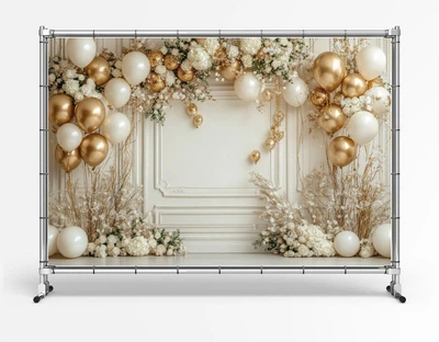 Свадебный баннер "В бело-золотом свете", размер 2х3м. С люверсами.