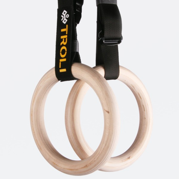 Гімнастичні кільця дерев'яні з стропами Troli Wooden Rings with Slings 4,5 метра х 25мм 28мм