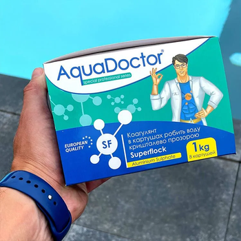 Коагулянт флокулянт в картушах проти мутності в воді басейну AquaDoctor SuperFlock 1 кг
