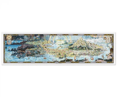 Постер CP Мапа казкових земель (Англія 1918), Вінтаж 160х46 см (54)