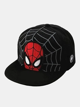 Дитяча кепка Cнепбек логотип Людина-павук (Spider-Man, Marvel) з прямим козирком Чорний, Унісекс One size