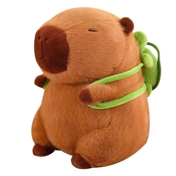 Игрушка Капибара с рюкзаком Черепашка – плюшевая, коричневая, 23 см