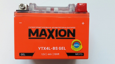 Мото акумулятор гелевий YTX4L-BS Maxion (GEL) 12V, 4Ah, 113x70x85 мм