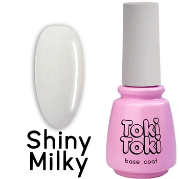 База для нігтів камуфлююча з шимером Shiny Milky (молочна) Toki Toki 15 мл