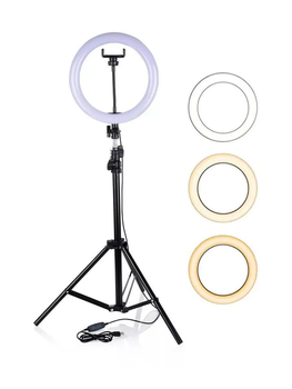 Лампа для селфі кольцева LJJ-33 USB LED RGB + штатив трипод