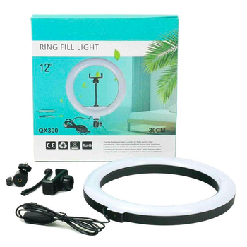 Лампа для селфі кільцева QX-300 USB LED RGB 30см АВС