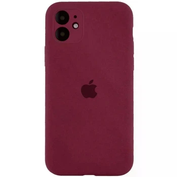 Чохол Silicone Premium case з захистом камери для iPhone 12 Full Camera Protective bordo 9613
