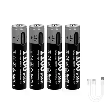 Аккумуляторы MATOV USB Li-ion AAA 1,5 В 1100 мВт·ч литиевые батареи с USB-кабелем, 4 шт