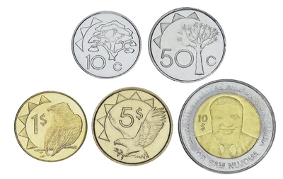 Набір монет Намібія набір з 5 монет 2010-2023 UNC 10, 50 центів, 1, 5, 10 доларів