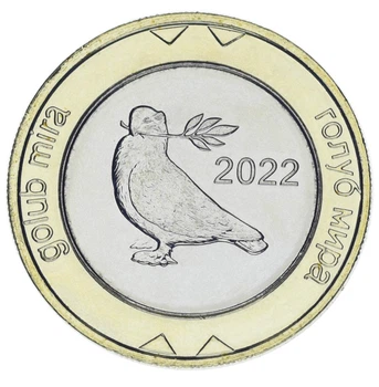 Монета Боснія та Герцеговина 2 марки 2022 Біметал UNC Птах - Голуб світу