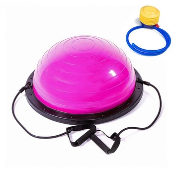 Балансировочная платформа BOSU Ball 60 см розовая с ножками (полусфера Bosu, тренажер-балансир БОСУ) EFBS-P