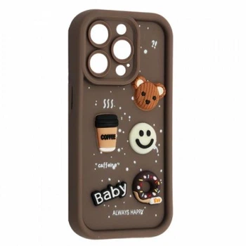 Чехол мультяшный с фигурками WAVE HAPPY Donut Case for Apple iPhone 16 Pro Max Brown Coffee