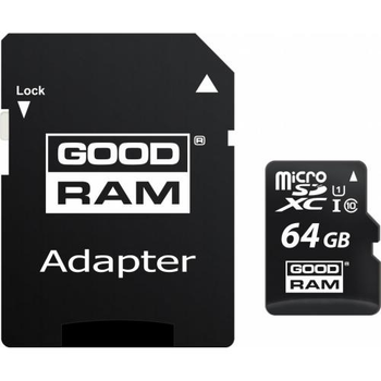 Карта памяти microSDXC, 64Gb, Goodram M1AA, Class10 UHS-I U1, SD адаптер, до 100/10 МБ/с (M1AA-0640R12)