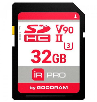 Карта памяти SDHC, 32Gb, Goodram IRDM PRO S9B0, Class10 UHS-II U3 V90, до 280/240 МБ/с (IRP-S9B0-0320R11)
