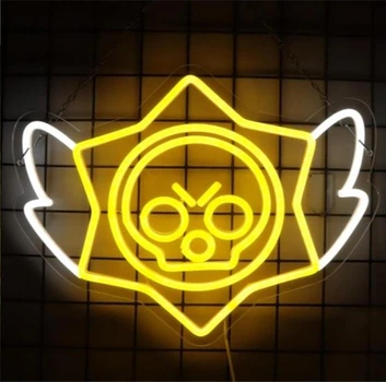 Неонова вивіска Brawl Stars LED логотип Бравл Старс для фаната гри - 50х38 см