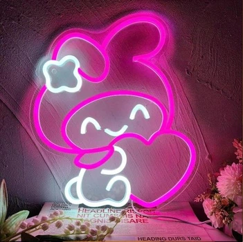 Неоновый знак My Melody Kuromi кролик Куроми подвесной ночник для детской - 30х35 см