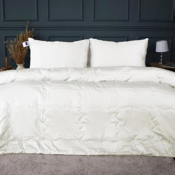 Набір MirSon №3003 Ковдра літня King Size 220х240 Line Satin Premium 0001 Moko White З евкаліптовим волокном + 2 подушки 50х70 + 2 наволочки 50х70 + простирадло 220х240 (2200010982534)