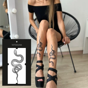 Временное тату для женщин, водостойкая татуировка-наклейка на тело TATTOOSHKA "Змея 20 см" LA-1