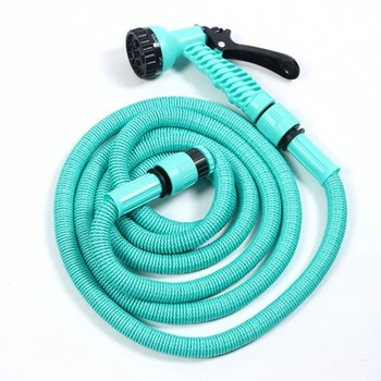 Растяжной поливочный шланг 22,5м с распылителем на 7 режимов Expandable Garden Hose K-75FT Turquoise