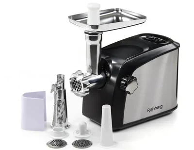 Мясорубка Rainberg RB-673 3800W электрическая с реверсом + соковыжималка Silver