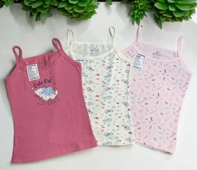 Детские майки 3шт для девочки хлопок Baykar р 5 146-152 см 9-10 лет арт 4368 Котик