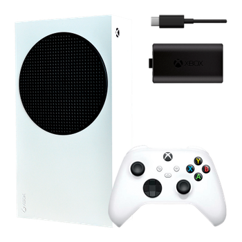 Набор Консоль Microsoft Xbox Series S 512GB White Б/У + Геймпад Беспроводной Robot + Аккумулятор Play and Charge Kit + Кабель USB Type-C Black
