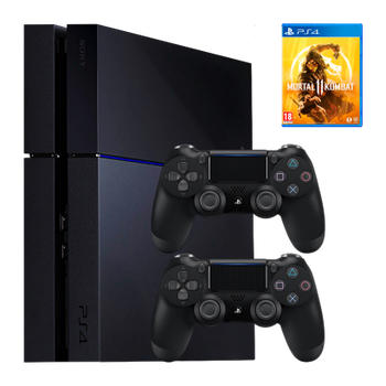 Набор Консоль Sony PlayStation 4 CUH-10-11хх 500GB Black Б/У + Геймпад Беспроводной DualShock 4 Version 2 2шт + Игра Mortal Kombat 11 Русские Субтитры