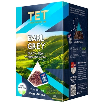 Черный листовой чай с бергамотом ТЕТ Earl Grey 20 пирамидок