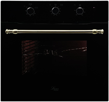 Духовий шкаф газовый Luxor Qualität 60 GBO Grill Barocco Gold BK золота ручка + конвектор, черное стекло, черный