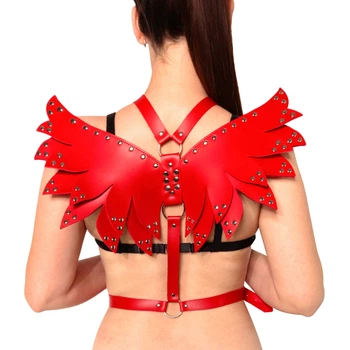 Женская портупея из искусственной кожи красная Art of Sex Wings размеры XS-M