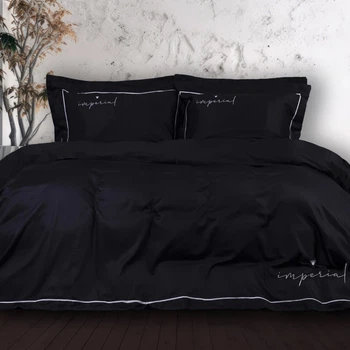Простынь MirSon Сатин Imperial Turin Черная King Size 240x260 см (2200007299300)