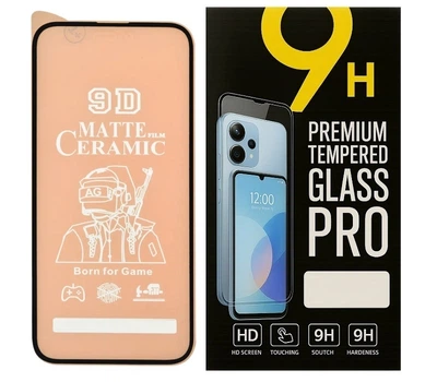 Противоударная защитная пленка Ceramics 9D для Apple iPhone 15 Plus с черной рамкой, матовая