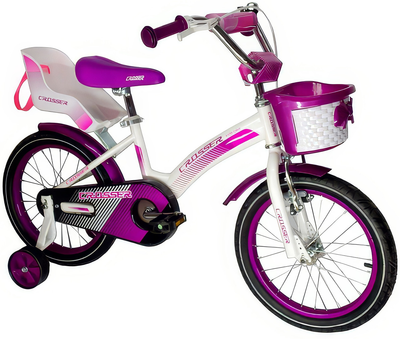 Детский велосипед с багажником для куклы и корзиной Crosser Kids Bike 20" Фиолетовый
