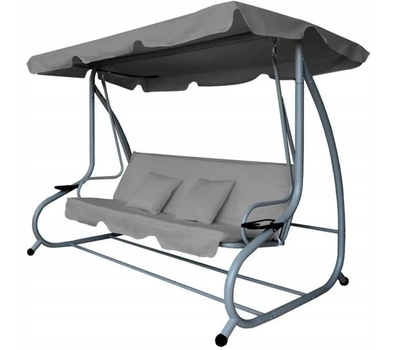Садовые качели 210x120x170см Garden Line, серый. Уличные раскладные качели-кровать с крышей. Дачные качели